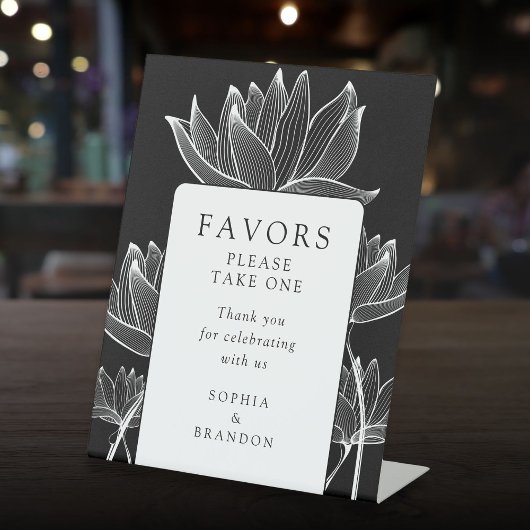 Schwarz-Weiß-Moderne Blumenfavoriten Sockelschild