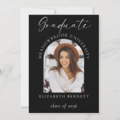 Schwarz Weiß Moderne Bögen Foto Abschlussfeier Einladung (Vorderseite)