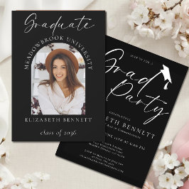 Schwarz Weiß Moderne Bögen Foto Abschlussfeier Einladung