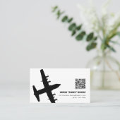 Schwarz-Weiß-Moderne C-130-Flugzeuge Visitenkarte (Stehend Vorderseite)