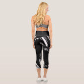Schwarz-Weiß-Moderne Capri Leggings (Rückseite)