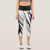Schwarz-Weiß-Moderne Capri Leggings (Vorderseite)