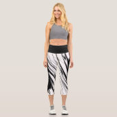 Schwarz-Weiß-Moderne Capri Leggings (Vorderseite)