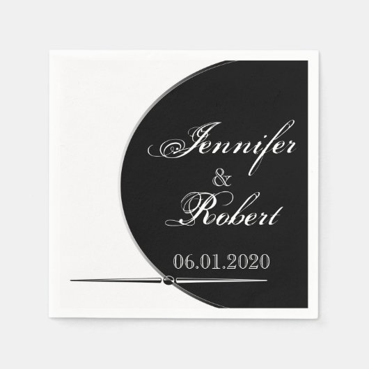 Schwarz-Weiß-Moderne Circle Posh Wedding Napkins Serviette (Vorderseite)