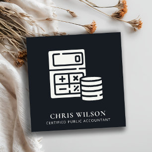 SCHWARZ-WEISS MODERNE COIN-ICON-RECHNUNG QUADRATISCHE VISITENKARTE