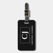 Schwarz/Weiß-Moderne, einfach Mit Monogramm Gepäckanhänger (Vorderseite vertikal)