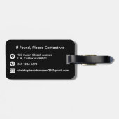 Schwarz/Weiß-Moderne, einfach Mit Monogramm Gepäckanhänger (Rückseite horizontal)