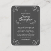 Schwarz-Weiß Moderne einfache Beerdigung Danke Visitenkarte (Vorderseite)