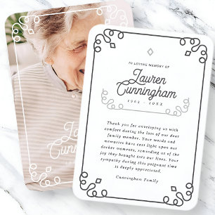 Schwarz-Weiß Moderne einfache Beerdigung Danke Visitenkarte