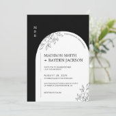 Schwarz-Weiß-Moderne einfache Bogenhochzeit Einladung (Stehend Vorderseite)
