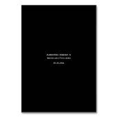 Schwarz-Weiß-Moderne einfache Hochzeitsstipps-Tisc Tischnummer (Rückseite)