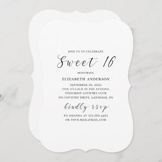 Schwarz-Weiß moderne, einfache Kalligraphie Sweet Einladung (Vorne/Hinten)