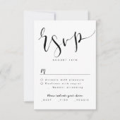 Schwarz-Weiß-Moderne einfache Script-Hochzeit RSVP (Vorderseite)