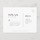 Schwarz-Weiß-Moderne einfache Script-Hochzeit RSVP Einladungspostkarte (Rückseite)