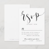 Schwarz-Weiß-Moderne einfache Script-Hochzeit RSVP Karte (Vorne/Hinten)