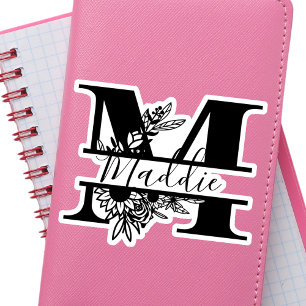 Schwarz-Weiß-Moderne Elegant-Name "M" Aufkleber