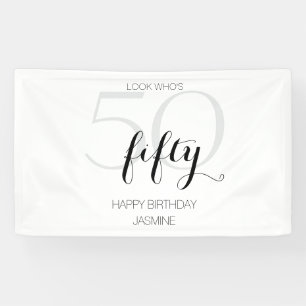 Schwarz-Weiß Moderne Elegante 50. Geburtstag Banner