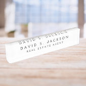 Schwarz-weiß Moderne Elegante Berufliche Klasse Namensplakette