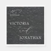 Schwarz-Weiß-Moderne Elegante Hochzeit Serviette (Vorderseite)