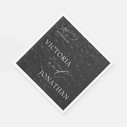 Schwarz-Weiß-Moderne Elegante Hochzeit Serviette (Ecke)