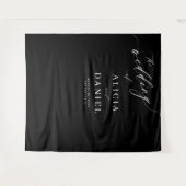 Schwarz-Weiß, moderne elegante Hochzeitskulisse Wandteppich (Vorderseite (Horizontal))