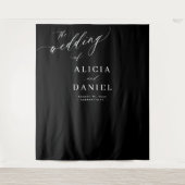 Schwarz-Weiß, moderne elegante Hochzeitskulisse Wandteppich (Vorderseite)