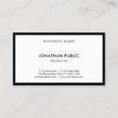 Schwarz-Weiß-Moderne, elegante Minimalistische Vor Visitenkarte (Rückseite)