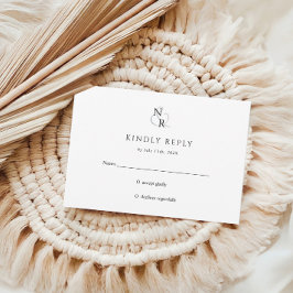 Schwarz-Weiß-Moderne, elegante Monogram-Hochzeit RSVP Karte