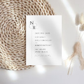 Schwarz-Weiß-Moderne, elegante Monogram-Hochzeit Save The Date