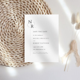 Schwarz-Weiß-Moderne, elegante Monogram-Hochzeit Save The Date