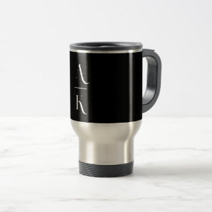 Schwarz-Weiß-Moderne elegante Monogramm Reisebecher