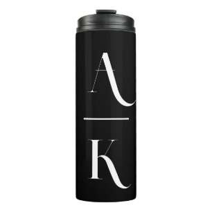 Schwarz-Weiß-Moderne elegante Monogramm Thermosbecher