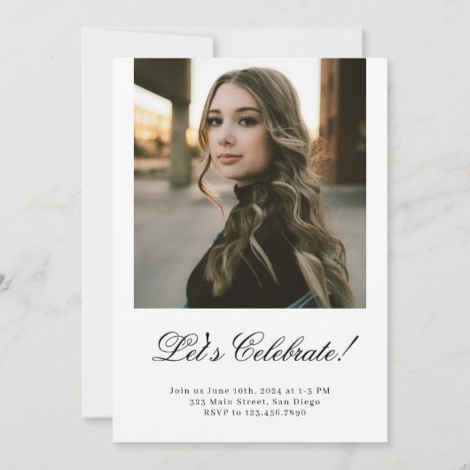 Schwarz & Weiß Moderne Fett-Klasse von 2024 Abschl Einladung (Rückseite)