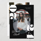 Schwarz & Weiß Moderne Fett-Klasse von 2024 Abschl Einladung (Vorne/Hinten)