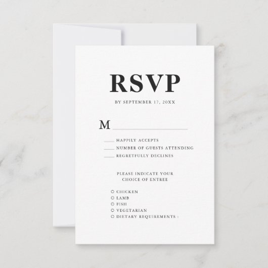 Schwarz-Weiß-Moderne fette Monogramm-Hochzeit RSVP Karte (Vorderseite)
