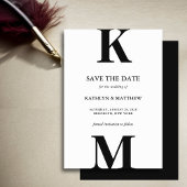 Schwarz-Weiß-Moderne fette Monogramm-Hochzeit Save The Date
