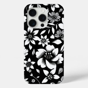 Schwarz Weiß Moderne Florale Blätter Fliegend Druc Case-Mate iPhone Hülle