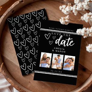 Schwarz-weiß moderne Foto-Collage Save-the-Date-Ka Save The Date