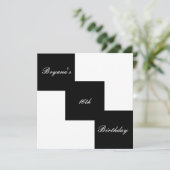 Schwarz-Weiß-Moderne Geburtstagsparty Einladungen (Stehend Vorderseite)