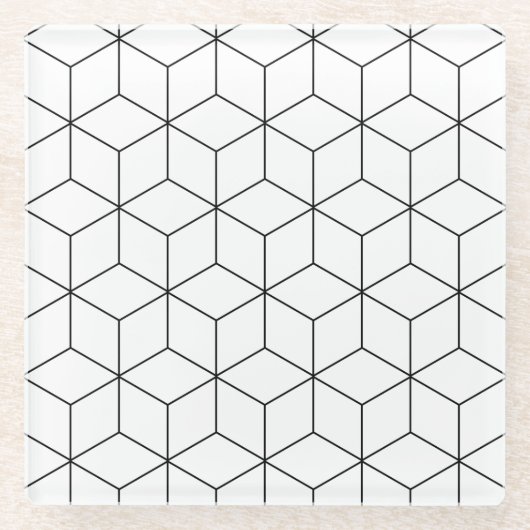 Schwarz-Weiß-Moderne Geometrie Glasuntersetzer (Vorderseite)