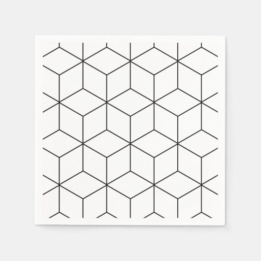 Schwarz-Weiß-Moderne Geometrie Serviette (Vorderseite)