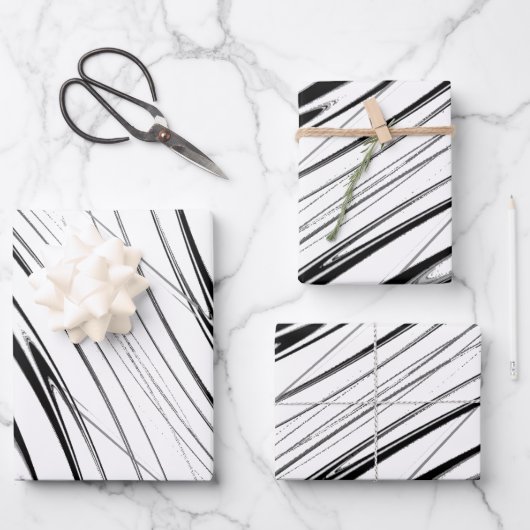 Schwarz-Weiß-Moderne Geschenkpapier Set (Vorderseite)