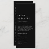 Schwarz-Weiß-Moderne handgeschriebene SkriptWeddin Programm (Vorne/Hinten)