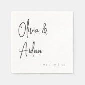 Schwarz-Weiß-Moderne handgeschriebene SkriptWeddin Serviette (Vorderseite)