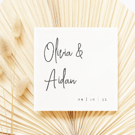 Schwarz-Weiß-Moderne handgeschriebene SkriptWeddin Serviette