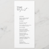 Schwarz-Weiß-moderne Hochzeitsmenüs "Time to Fest" Menükarte (Vorderseite)