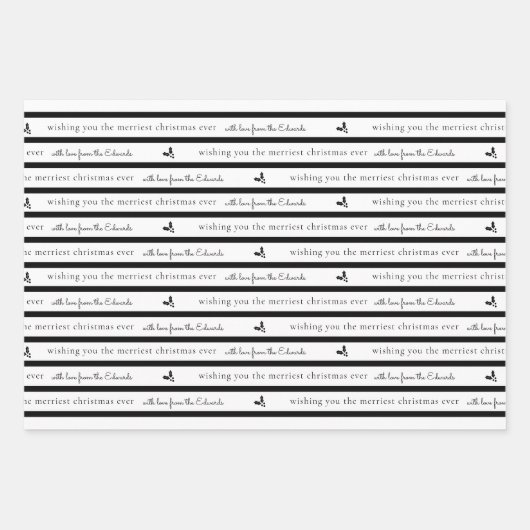 Schwarz-Weiß-Moderne Holly Sprig Geschenkpapier Set (Vorderseite 2)