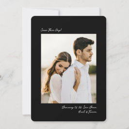 Schwarz Weiß Moderne Insta-Foto-Film Einfache Hoch Save The Date