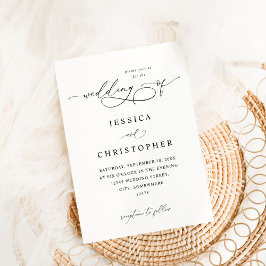 Schwarz-Weiß-moderne Kalligrafie 3 Hochzeiten Einladung