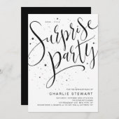 Schwarz-Weiß-Moderne Kalligrafie Überraschendes Pa Einladung (Vorne/Hinten)